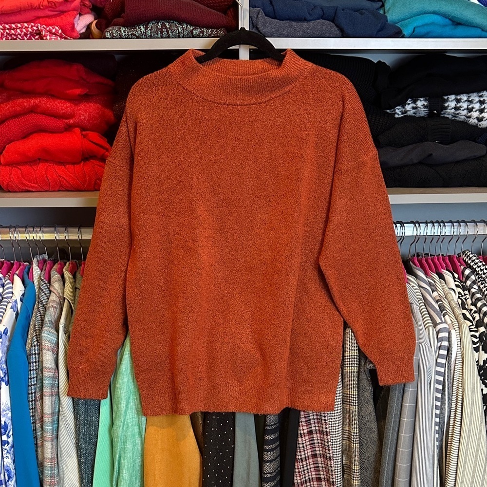 A New Day rust long sleeve mock neck oversized sweater size XS NWT